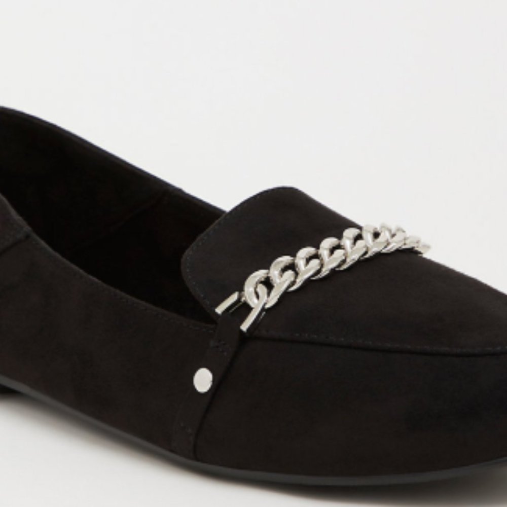 Torrid BLACK FAUX SUEDE CHAIN LOAFER